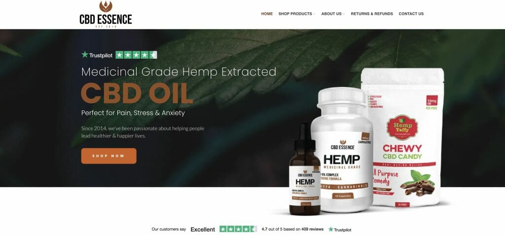 CBD Essence homepage