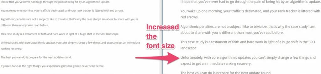 Mobile Optimization incerease font size