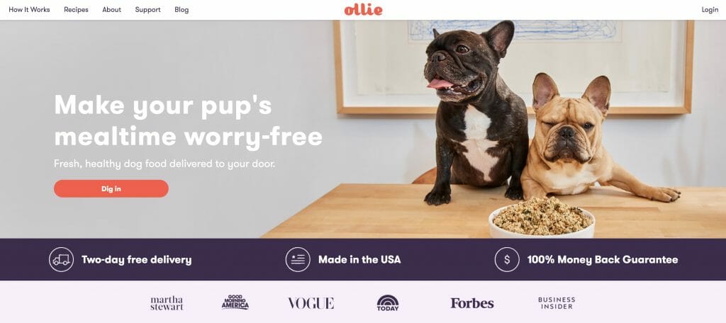 Ollie Affiliate Program Homepage