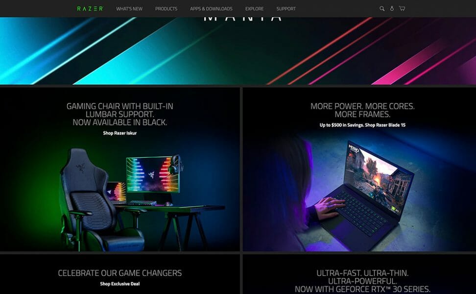 Razer homepage