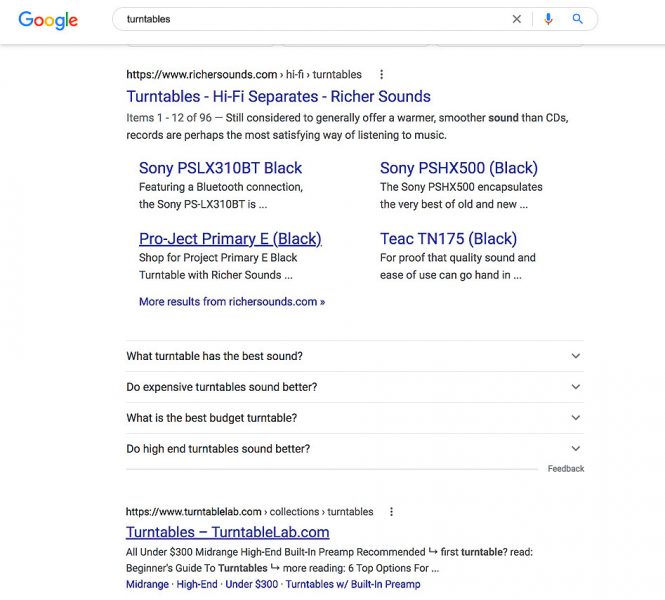 Turntable serp on google top 5