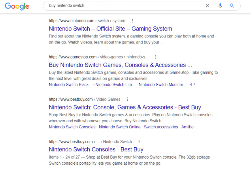 buy nintendo switch serp